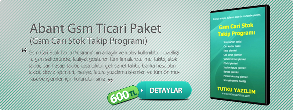 Gsm Cari Stok Takip Programı